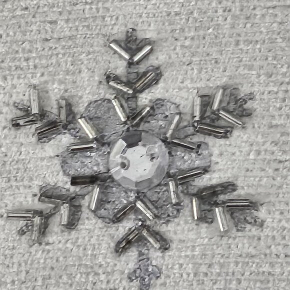 Cynthia Rowley Silver Beaded Snowflakes White Let it Snow Holiday Large Pillow - Picture 3 of 16